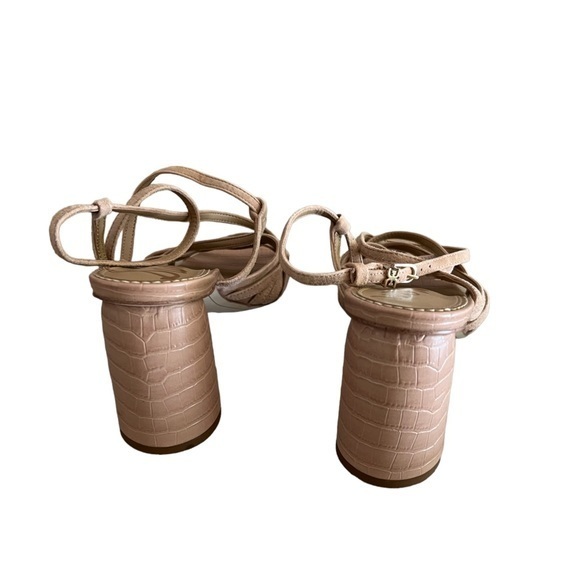 SAM‎ EDELMAN Women’s Daffodil Ankle-Wrap Suede & Croc-Embossed Heel Sandals 8.5M - Picture 5 of 9